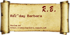 Ráday Barbara névjegykártya